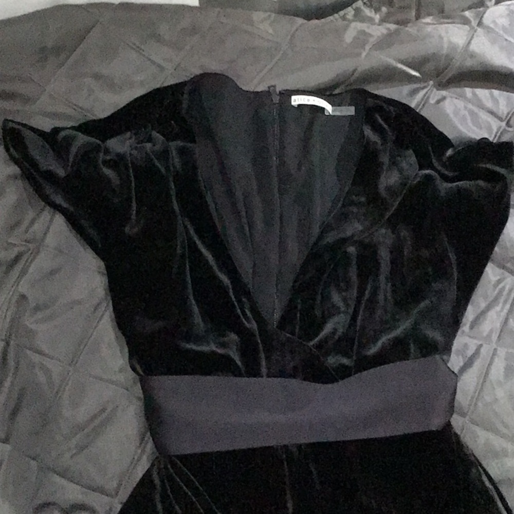 Alice + Olivia black velvet jumpsuit size 12